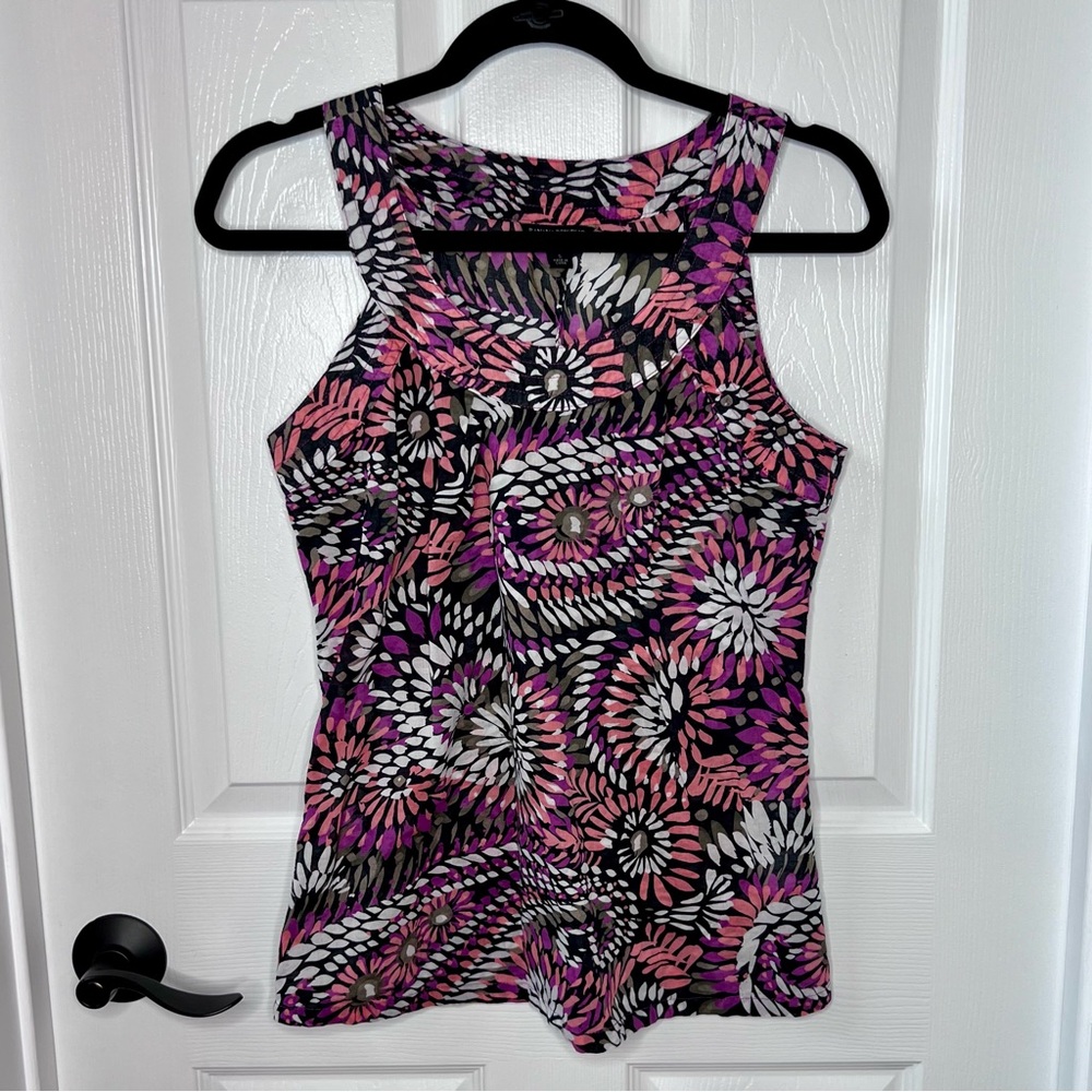⭐️ Banana Republic Geometric Tank Top 100% Cotton Lightweight Purple Coral SMALL